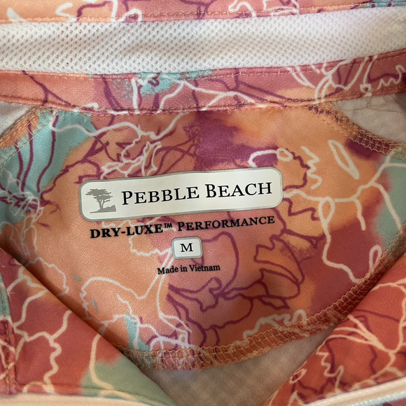 Pebble Beach Women's Polo Shirt Medium Dry Luxe Performance Pink Floral (17) - Picture 8 of 8